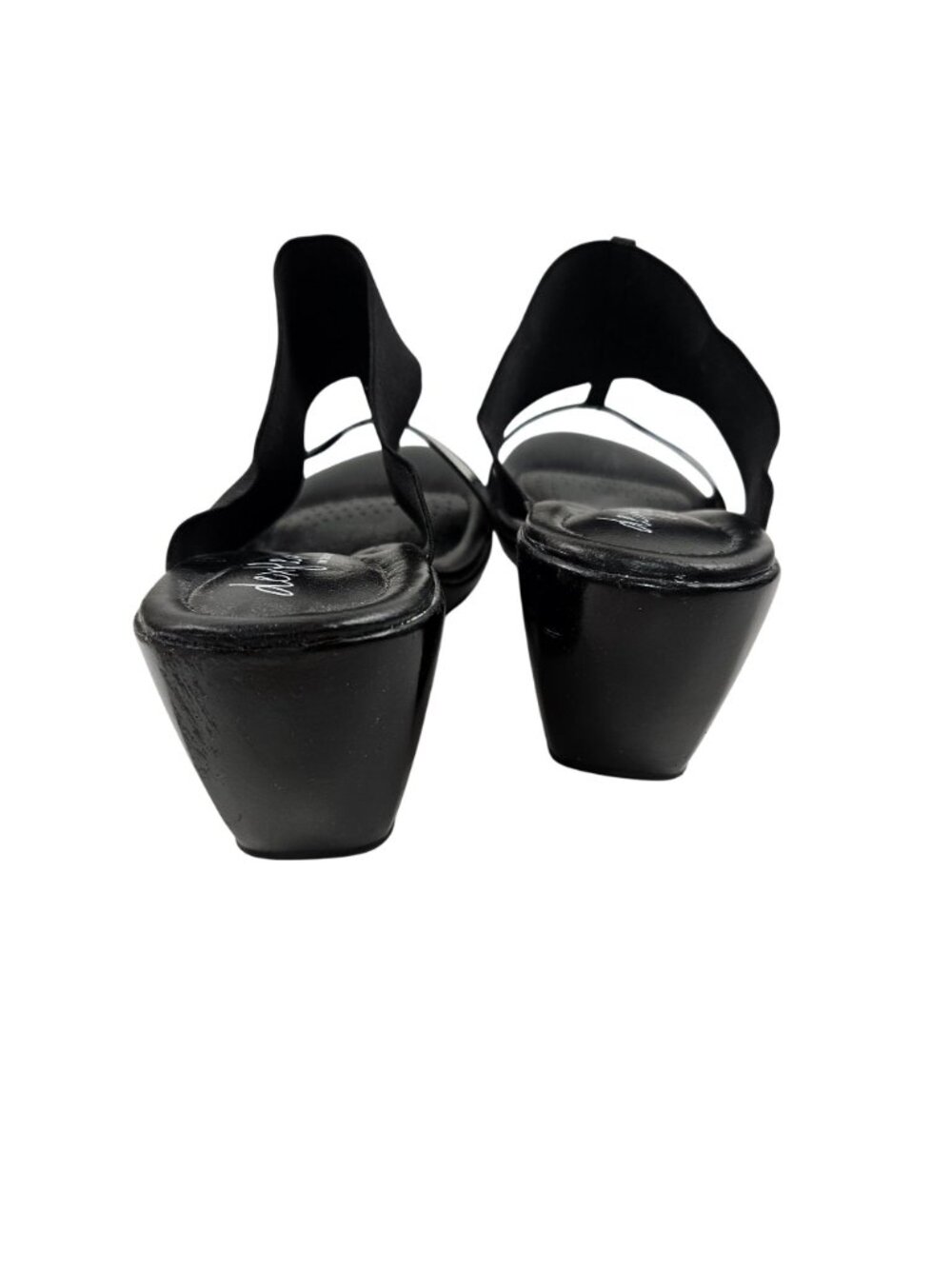 Dexflex By Dexter Sandals Womens Size 7.5M Wedge Heel Black Slide Shoes Comfort - Picture 4 of 10